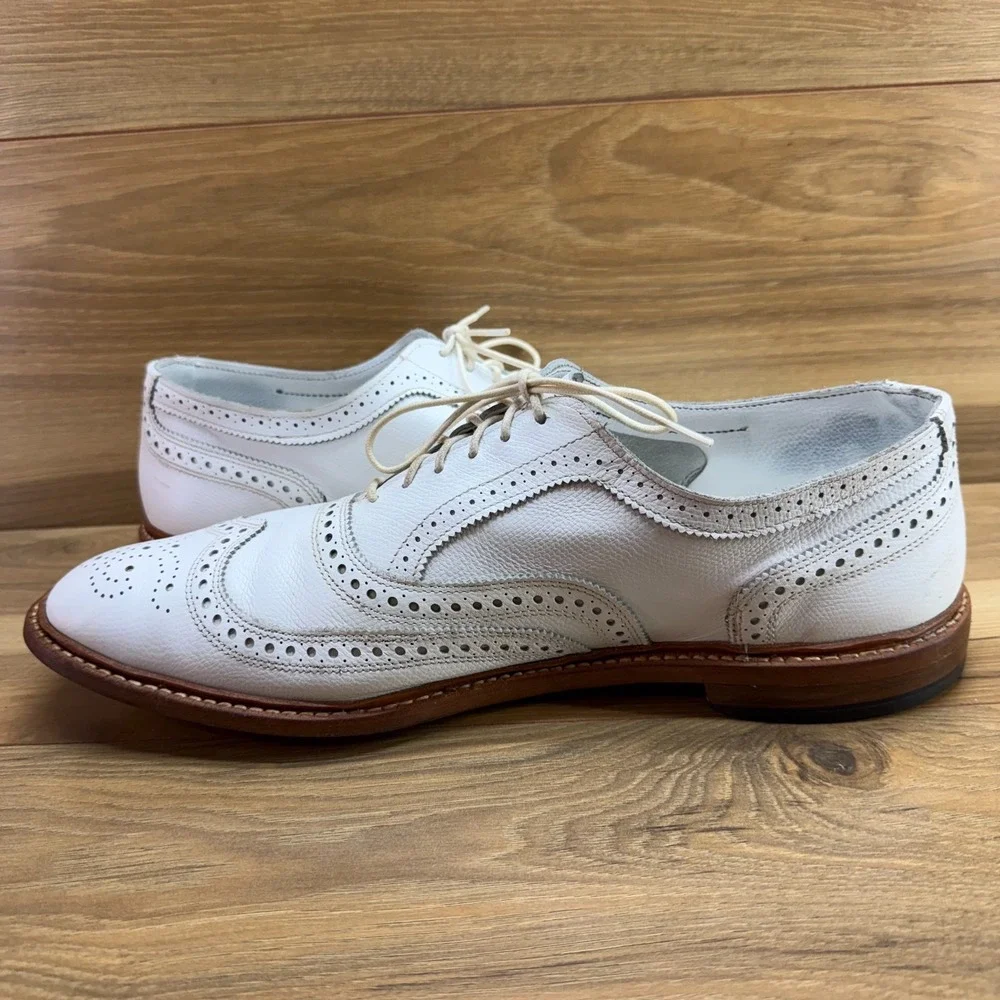 Allen Edmonds Neumok White Wingtip Brogue Mens 13 EEE White Leather Dress Oxford